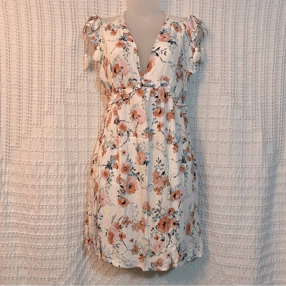 Floral Mini Dress with Lace Back, Size S
